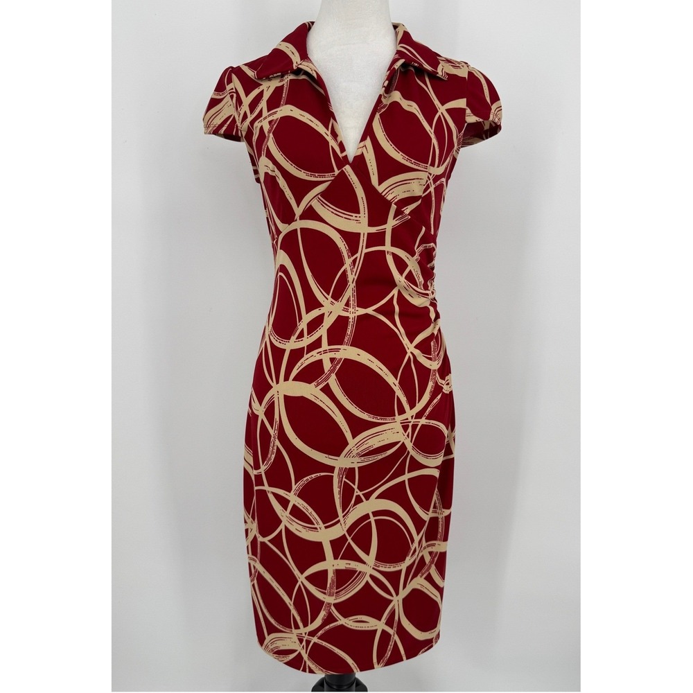 Vintage My Michelle Sheath Dress Medium Geometric Ruched Y2K Retro Office Siren